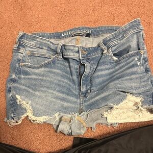 American Eagle Outfitters Light Blue Distressed Jean Shorts